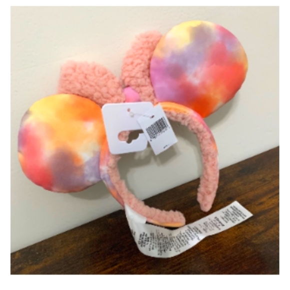 Disney Parks Fuzzy Sharpa Pink Tie Dye Minnie Mouse Ears Headband 2022 - Picture 5 of 5